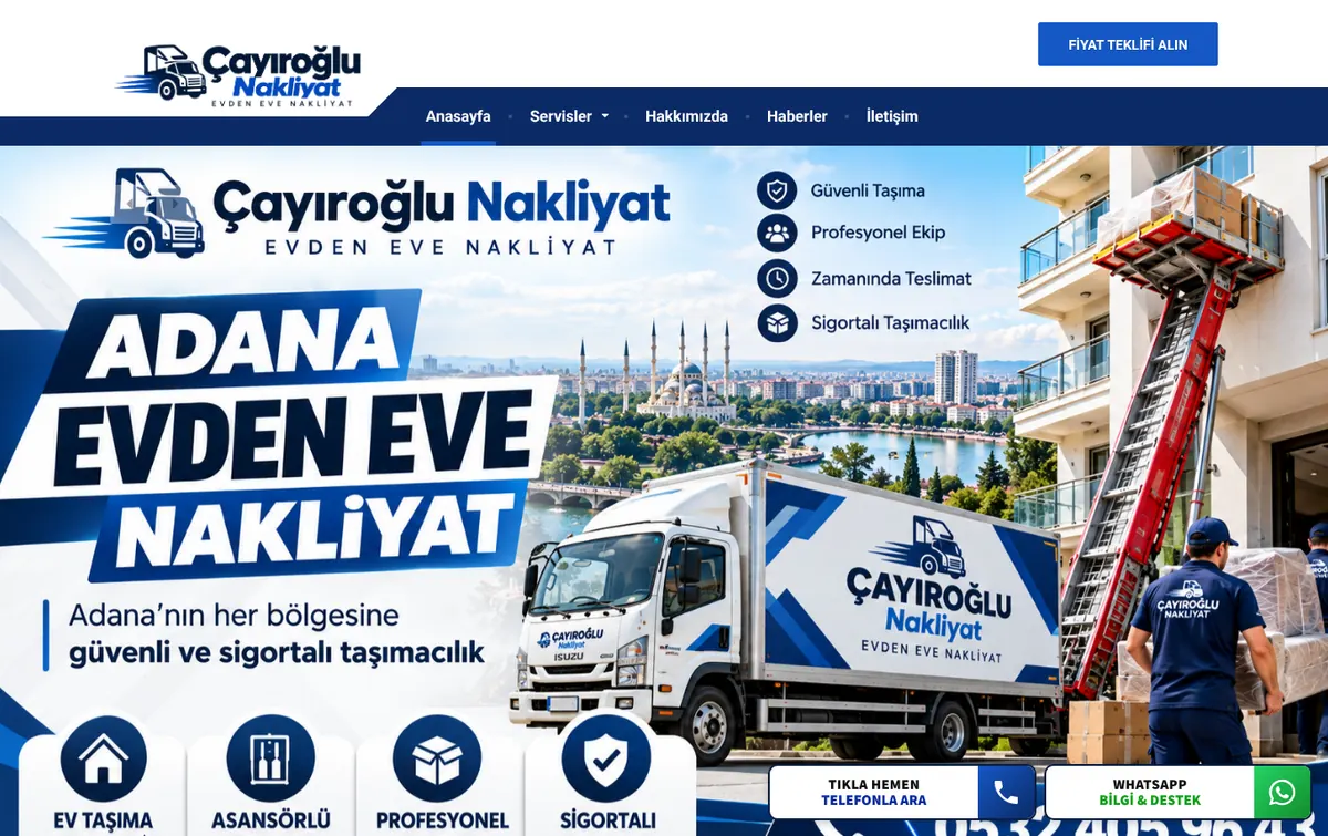 Çayıroğlu Nakliyat web sitesi anasayfası