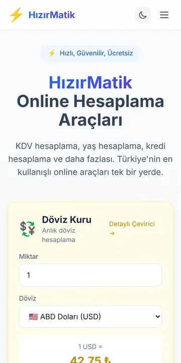 HızırMatik sitesinin mobil görünümü